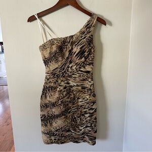 La Femme NWT Animal Print Beaded Mini Dress